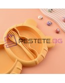 Комплект детски прибори за хранене с купа